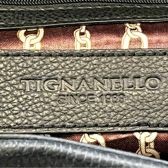 Tignanello Black Leather Shoulder Handbag Shoulder Classic Bucket Hobo NO STRAP - Picture 8 of 12